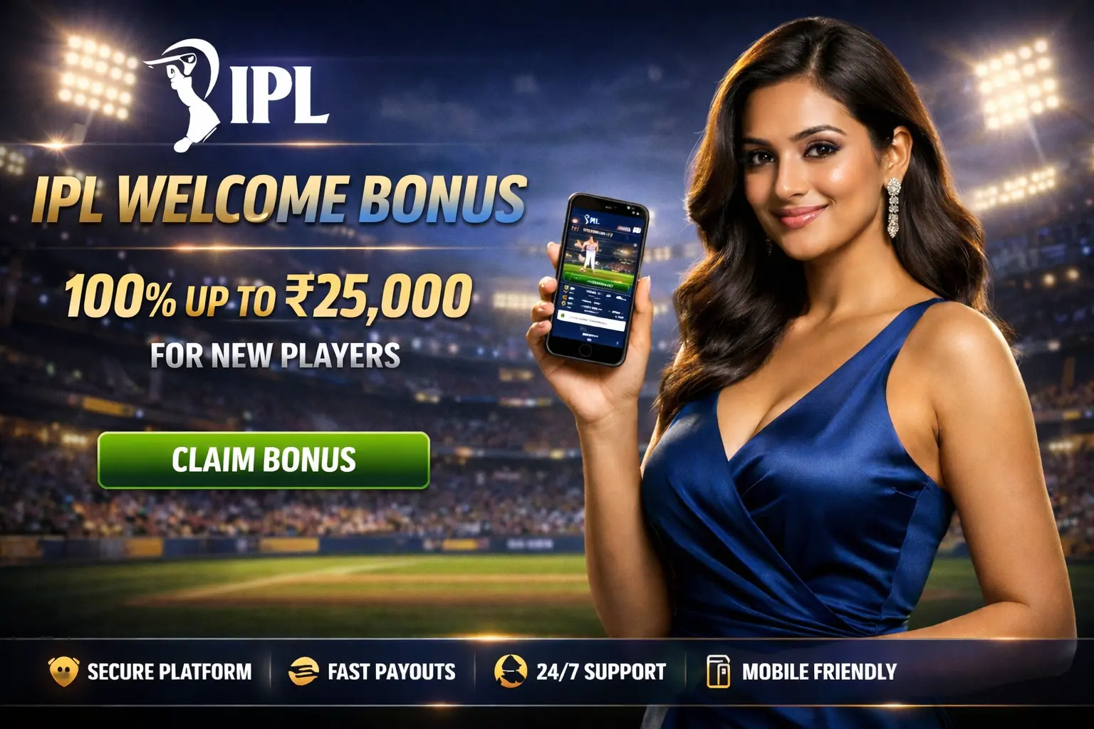IPL 2026 stadium under floodlights with packed crowd