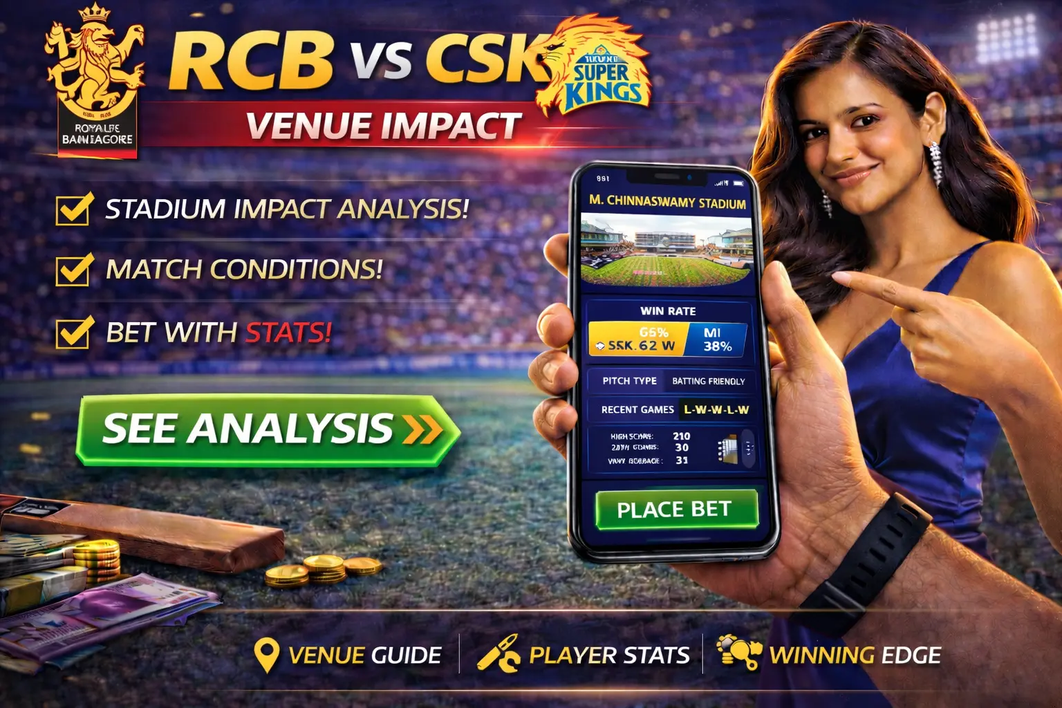 M. Chinnaswamy Stadium pitch report and venue impact